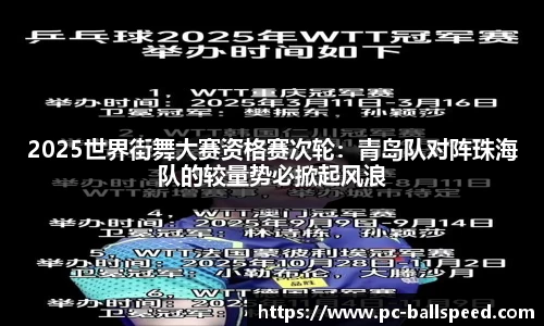 2025世界街舞大赛资格赛次轮：青岛队对阵珠海队的较量势必掀起风浪